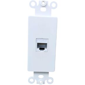 1 Port CAT6 Ethernet Decora Wall Plate Insert Female to Female - Single CAT 6 RJ45 Keystone Jack Decora Faceplate for Decorator Wallplate