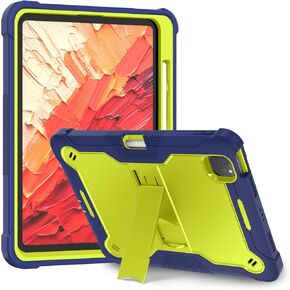 MAKEIT CASE for ipad Pro 11 Inch Case 2024 M4 with Pencil Holder, Shockproof Premium Smart iPad Case and Kickstand, Support Touch ID and Auto Wake/Sleep, Navy Blue