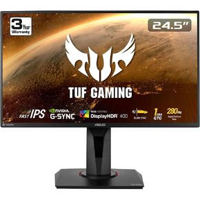 ASUS TUF Gaming VG259QM 24.5" Monitor, 1080P Full HD (1920 x 1080), Fast IPS, 280Hz, G-SYNC Compatible, Extreme Low Motion Blur Sync,1ms, DisplayHDR 400, Eye Care, DisplayPort HDMI BLACK