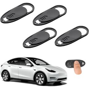 [4 قطع] غطاء منزلق لكاميرا السيارة TUCANA متوافق مع طراز Tesla 3 / Y، غطاء الخصوصية مانع ملصقات كاميرا الويب القابل للتحويل