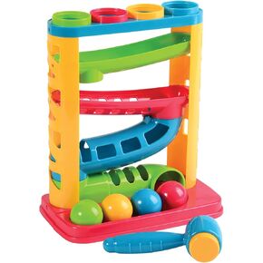 Constructive Playthings Pound a Ball Game with Toy Hammer, No Assembly Required, Fine Motor Skills, Cause and Effect, Birthday Gift for Girls and Boys, 18 Months, 6-Piece