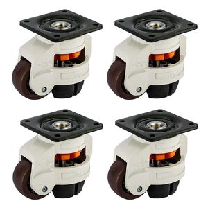 Toolly 4 Pack Leveling Machine Caster 3307 LBS Load Capacity, Height Adjustable Leveling Casters, 360 Degree Swivel Castor Wheels, Retractable Caster Heavy Duty for Workbench, Machine, Shelves (80F)