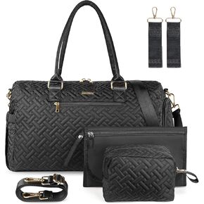 iniuniu Diaper Bag Tote, Large Diaper Baby Bag with Cosmetic bag Changing Pad, Multifunction Waterproof Travel Bag Mommy Bag, Black