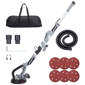 Drywall Sander, 710W Electric Sander with 6 Sanding Discs, Variable Speed 800-1700 RPM Wall Sander with 6.6ft Dust Hose, LED Lights, Extendable Handle & Carrying Bag