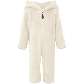 Haloumoning Baby Girl Boy Snowsuit Newborn Clothes Infant Fuzzy Fleece Hooded Footie