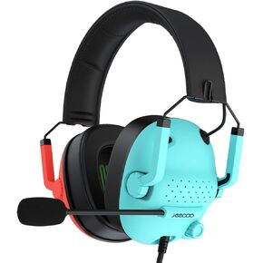 Gaming Headset with Microphone Xbox Headset for PC, PS4 PS5 Stereo Sound Headphones Lightweight & Portable Over Ear Headset for Laptop Mobile - Red & Blue