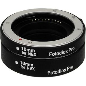 Fotodiox Pro Automatic Macro Extension Tube Kit for Sony E-Mount (NEX) Mirrorless Camera System with Auto Focus (AF) and TTL auto Exposure for Extreme Close-up (10mm, 16mm)