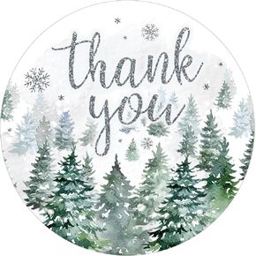 Baby It's Cold Outside Winter Baby Shower Thank You Card Stickers, Party Favor Bag Labels - 40 Count