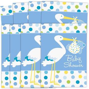 Unique Baby Boy Stork Thank You Note Cards, 5.5" x 4", Blue