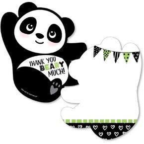 Big Dot of Happiness Party Like a Panda Bear - Shaped Cards - Baby Shower or Birthday Party Thank You Cards with Envelopes - Set of 12