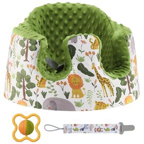 Seat Cover Compatible with Bumbo Floor Seat Only, w/Pacifier Clips & Safe Teething Bells Toys,Breathable Baby Bumbo Seat Cover,Soft Bumbo Floor Seat Cover for Baby Girl Boy, Excluding Pacifier(Blue)