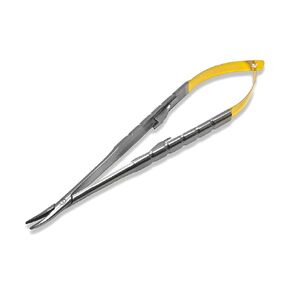 Cynamed TC Castroviejo Micro Needle/Suture Holder Driver with Tungsten Carbide Inserts and Gold Ends - Premium Grade Instrument (5.5 in. Straight Jaws)