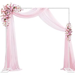 Wokceer Metal Heavy Duty Backrop Stand Square 8x8FT Adjustable Pipe and Drape Kit White Photo Booth Stand for Wedding Ceremony Birthday Party Photography Exhibition Celebration