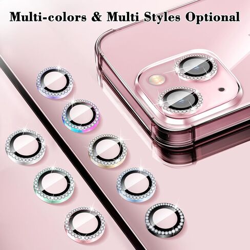 واقي عدسة الكاميرا Kucheed Diamond لهاتف iPhone 15/iPhone 15 Plus، غطاء كاميرا من الزجاج المقوى اللامع، حلقات معدنية فردية بمحاذاة تلقائية، ملصقات فيلم غطاء عدسة الكاميرا اللامعة in Kuwait