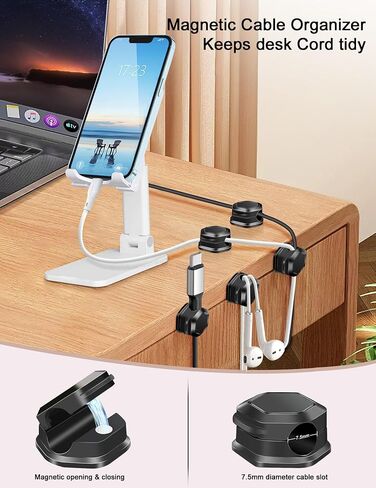 6 Pack Magnetic Cable Clips - Cord Holder - Cord Organizer for Desk - Magnetic Cord Organizer, Adhesive Wire Holder Keeper Organizer for Desk, Nightstand, Phone Charger, Computer, Home, Office, Car in Saudi Arabia