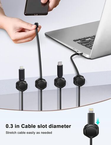 6 Pack Magnetic Cable Clips - Cord Holder - Cord Organizer for Desk - Magnetic Cord Organizer, Adhesive Wire Holder Keeper Organizer for Desk, Nightstand, Phone Charger, Computer, Home, Office, Car in Saudi Arabia