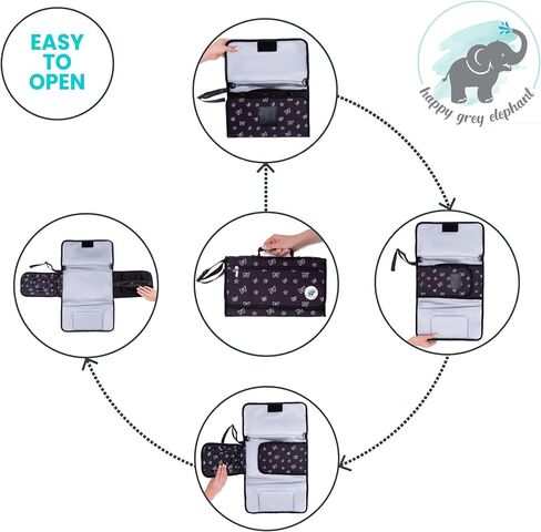 Baby Changing Pad with Shoulder Strap - Diaper Changing Mat with Built in Head Pillow and Large Pockets - Fully Padded Portable Changing Pad Perfect as Travel Diaper Changing Station for Newborns in Saudi Arabia