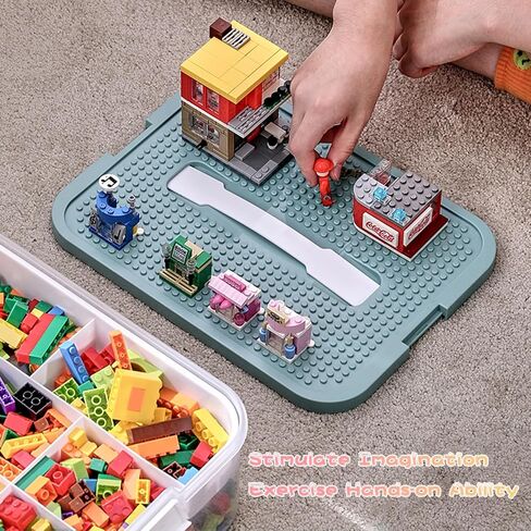 Toys Organizer Storage Case for Lego Box Kids Toy Stackable Building Blocks with Lids Bins Adjustable Lego Storage Containers Plastic Toy Box 3 Layer (Green) in Saudi Arabia