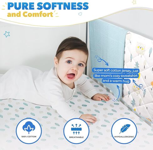 مجموعات سرير الأطفال للأولاد 5 قطع تتضمن ملاءات سرير الأطفال ×2، لحاف قطني، بطانية أطفال ومجموعة ملصقات جدارية إضافية in Kuwait