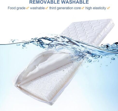 مرتبة سرير الأطفال والرضع - غطاء قابل للغسل بنسبة 100% وجزء أساسي قابل للشطف، مسامي بنسبة 100% - يقلل من خطر الاختناق، مراتب سرير الأطفال، مرحلتين، مرتبة فاخرة 52 بوصة × 27.6 بوصة × 4 بوصة لسرير الأطفال وسرير الأطفال الصغار in Kuwait