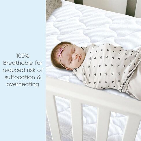 مرتبة سرير الأطفال والرضع - غطاء قابل للغسل بنسبة 100% وجزء أساسي قابل للشطف، مسامي بنسبة 100% - يقلل من خطر الاختناق، مراتب سرير الأطفال، مرحلتين، مرتبة فاخرة 52 بوصة × 27.6 بوصة × 4 بوصة لسرير الأطفال وسرير الأطفال الصغار in Kuwait