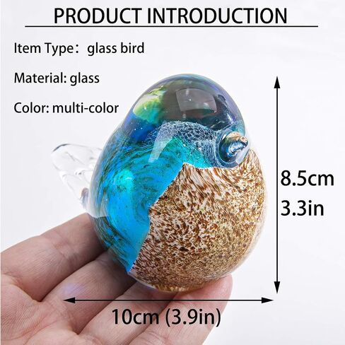 Qf Glass Bird Handmade Blown Glass Figurine Christmas, Birthday Gift Decorative Ornaments for Home Blue and Green Paper Weight in Saudi Arabia