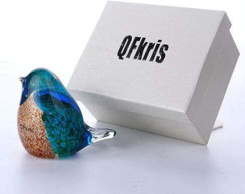 Qf Glass Bird Handmade Blown Glass Figurine Christmas, Birthday Gift Decorative Ornaments for Home Blue and Green Paper Weight in Saudi Arabia