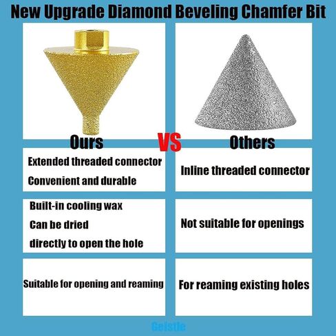 38mm/50mm M10 Diamond Beveling Chamfer Bit, Countersink Drill Bit Shower Porcelain Tile Hole Cutter for Angle Grinders and Existing Holes Enlarging Trimming with 1pcs Thread Adapter (Φ50mm Type1 1pcs) in Saudi Arabia