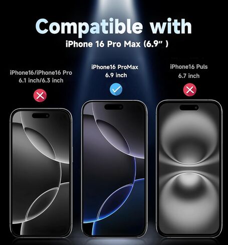 MAGIC JOHN 2 Pack لهاتف iPhone 16 Pro Max 6.9 بوصة واقي شاشة من الزجاج المقوى للخصوصية، إزالة تلقائية للغبار، خالية من الفقاعات، سهلة التركيب in Saudi Arabia