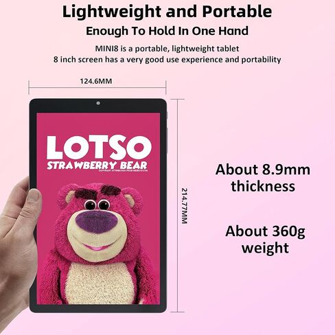 8.0 inch Pink Tablet Ultra-Thin Small Tablet Laptop Atom-Z8350 CPU 4G DDR3 128GB EMMC with 1.44GHz/ 1280 * 800 IPS Screen/Win 10 Pro/2MP + 5MP Camera/WiFi/Bluetooth (4G+128GB,Rose Gold) in Kuwait
