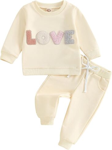 Kupretty Baby Girl Clothes Mama's Bestie Sweatshirt Joggers Set | 3 6 12 18 24 Months 2T 3T Girl Clothes Toddler Fall Winter Outfits Embroidered Pullover & Pant Set in Saudi Arabia