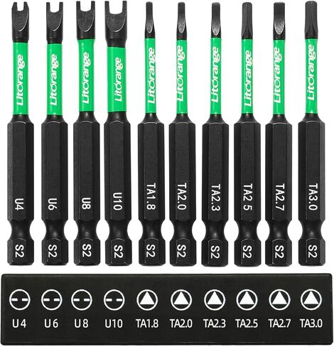 10-Pack 1/4" Hex Shank Drills Set，2.75" Length Special Screwdriver Set- Premium S2 Steel Triangle Bit Set-Triangle Bits Sizes: 1.8/2.0/2.3/2.5/2.7/3.0 & Snake Eyes Impact Driver Bit Set: U4/U6/U8/U10 in Saudi Arabia