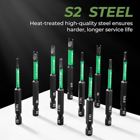 10-Pack 1/4" Hex Shank Drills Set，2.75" Length Special Screwdriver Set- Premium S2 Steel Triangle Bit Set-Triangle Bits Sizes: 1.8/2.0/2.3/2.5/2.7/3.0 & Snake Eyes Impact Driver Bit Set: U4/U6/U8/U10 in Saudi Arabia