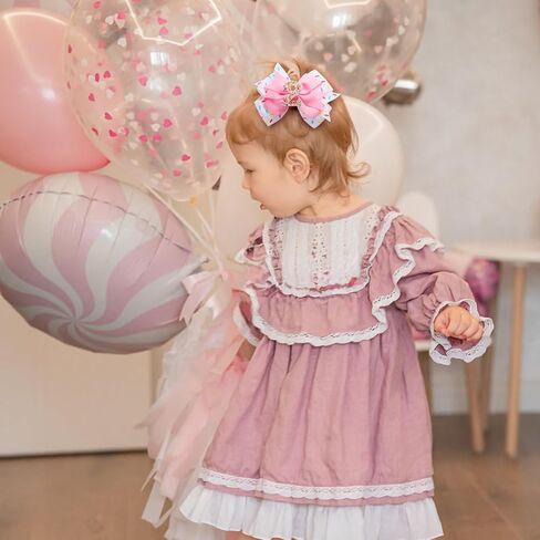 Birthday Hair Bow for Baby Girls 1 2 3 4 5 6 Years Sprinkle Decorations Confetti Ice Cream Party Pink Hair Accessories for 2nd Birthday in Kuwait