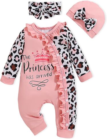 Doresbebe Newborn Baby Girl Clothes Infant Floral Print One-Piece Romper+Jumpsuit+Bodysuit+Hat+Headband in Saudi Arabia