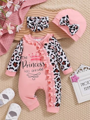 Doresbebe Newborn Baby Girl Clothes Infant Floral Print One-Piece Romper+Jumpsuit+Bodysuit+Hat+Headband in Saudi Arabia