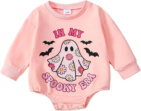 Baby Girl Halloween Outfit Ghost/Pumpkin Romper Fall Bubble Bodysuit 0-18M in Saudi Arabia