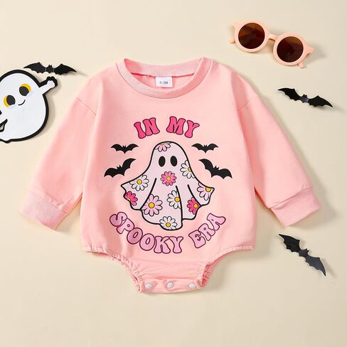 Baby Girl Halloween Outfit Ghost/Pumpkin Romper Fall Bubble Bodysuit 0-18M in Saudi Arabia