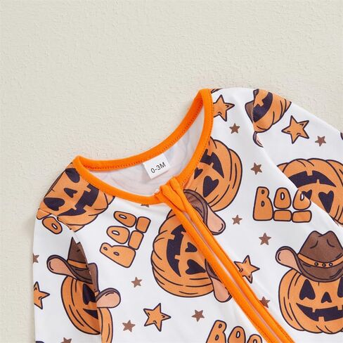 FIOMVA Baby Boy Girl Halloween Outfit Newborn Boo Pumpkin Romper Infant Long Sleeve Jumpsuit Western Fall Winter Clothes in Saudi Arabia