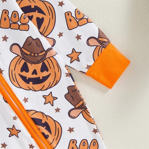 FIOMVA Baby Boy Girl Halloween Outfit Newborn Boo Pumpkin Romper Infant Long Sleeve Jumpsuit Western Fall Winter Clothes in Saudi Arabia