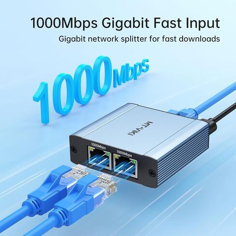 MT-VIKI Ethernet Splitter 1 to 2 High Speed 1000Mbps, Gigabit Dual RJ45 Splitter Adapter for Cat5/5e/6/7/8 Cable [2 Devices Simultaneously Networking] in Saudi Arabia