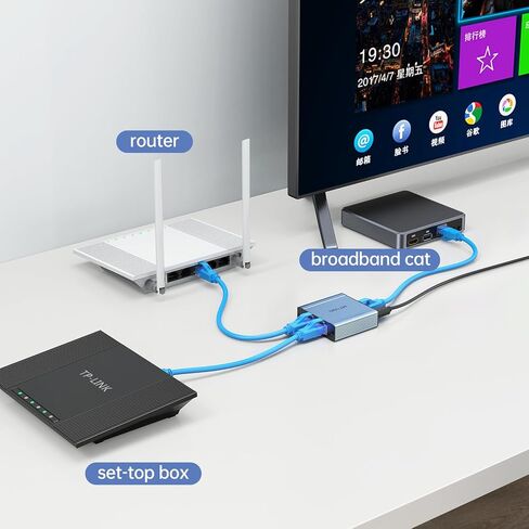 MT-VIKI Ethernet Splitter 1 to 2 High Speed 1000Mbps, Gigabit Dual RJ45 Splitter Adapter for Cat5/5e/6/7/8 Cable [2 Devices Simultaneously Networking] in Saudi Arabia