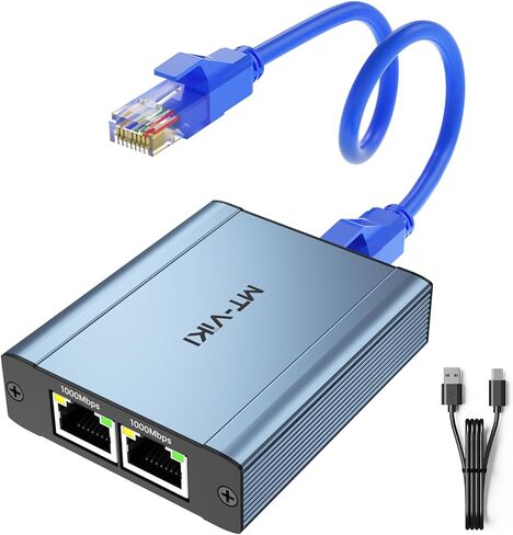 MT-VIKI Ethernet Splitter 1 to 2 High Speed 1000Mbps, Gigabit Dual RJ45 Splitter Adapter for Cat5/5e/6/7/8 Cable [2 Devices Simultaneously Networking] in Saudi Arabia