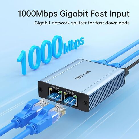 MT-VIKI Ethernet Splitter 1 to 2 High Speed 1000Mbps, Gigabit Dual RJ45 Splitter Adapter for Cat5/5e/6/7/8 Cable [2 Devices Simultaneously Networking] in Saudi Arabia