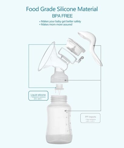 Manual Silicone Breast Pump Milk Collector, Heat Resistant, Strong Suction, BPA Free, Clear in Saudi Arabia
