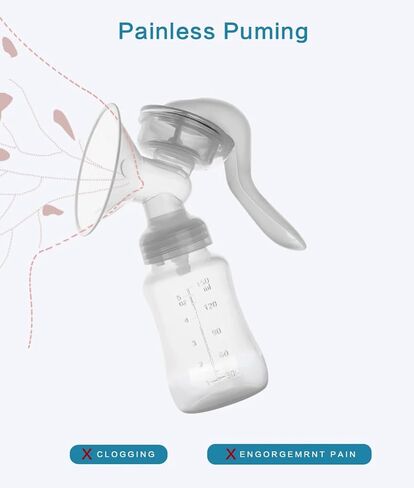 Manual Silicone Breast Pump Milk Collector, Heat Resistant, Strong Suction, BPA Free, Clear in Saudi Arabia