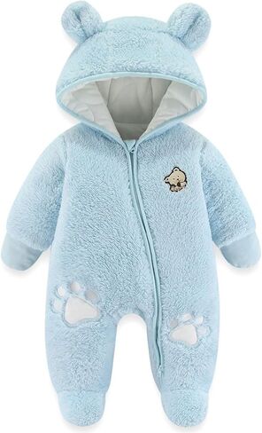 الوليد الطفل الدب نيسيي سنوسويت الشتاء فوتي الصوف رومبير مقنعين بذلة معطف الرضع للفتيات الفتيان 0-12 متر in Kuwait