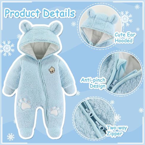الوليد الطفل الدب نيسيي سنوسويت الشتاء فوتي الصوف رومبير مقنعين بذلة معطف الرضع للفتيات الفتيان 0-12 متر in Kuwait