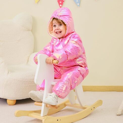 uideazone Baby Girls Boys Snowsuit Toddler Warm Hooded Snow Suit Infant Double Zipper Romper One Piece Puffer Coat 3-24M in Saudi Arabia