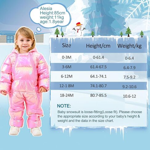 uideazone Baby Girls Boys Snowsuit Toddler Warm Hooded Snow Suit Infant Double Zipper Romper One Piece Puffer Coat 3-24M in Saudi Arabia